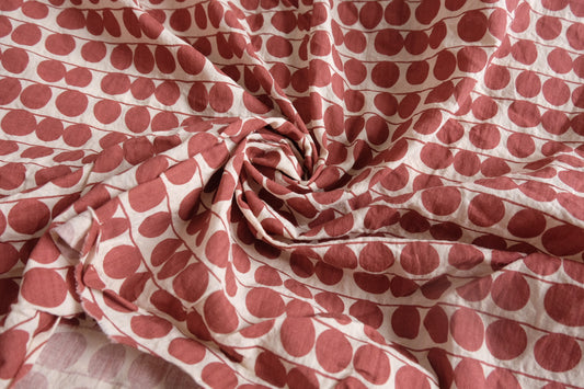 Red Leaf Washed Textured Cotton Fabric - 3.28 yd