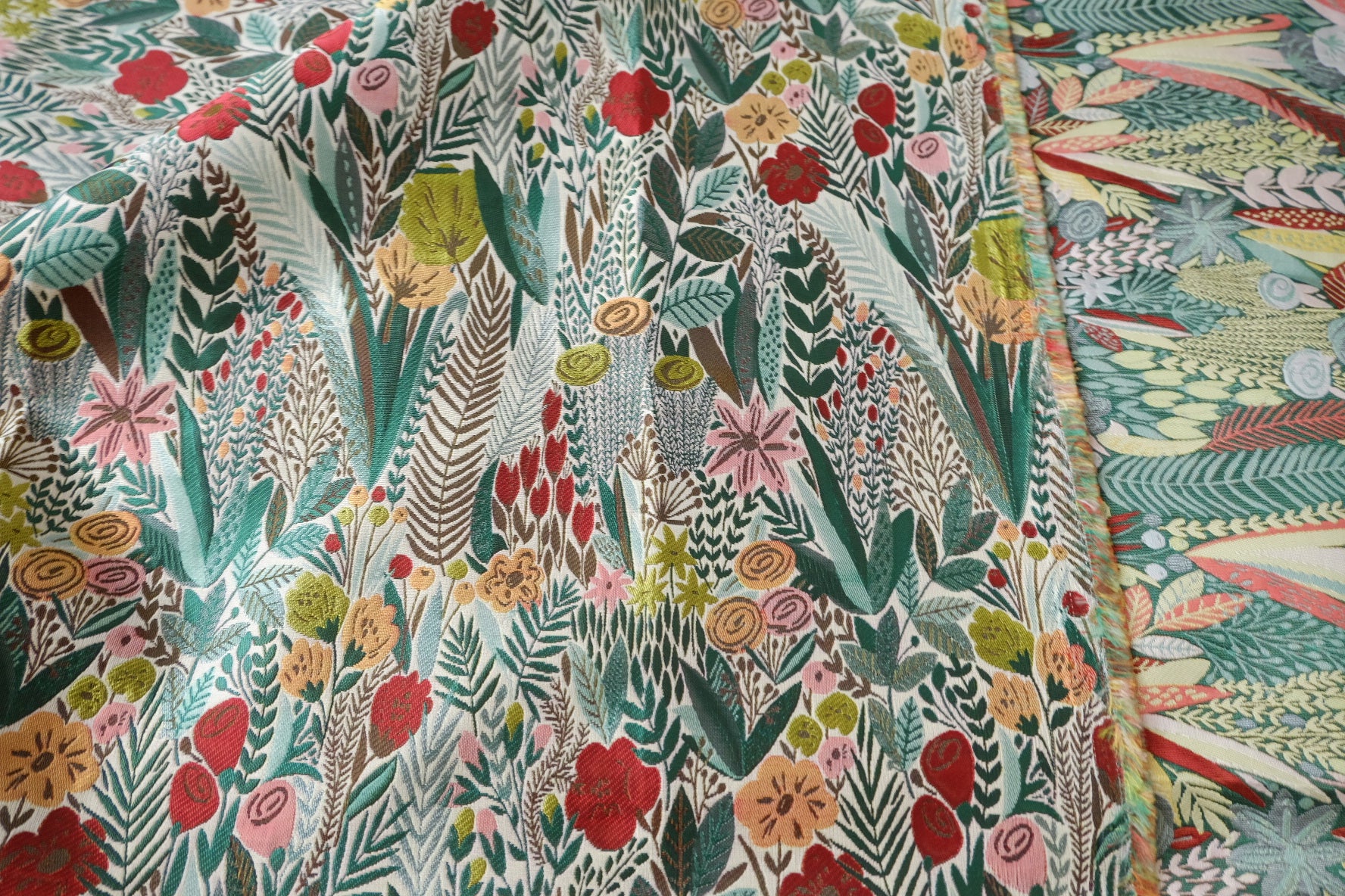 Reversible Botanical Brocade Fabric — 2.19 yd