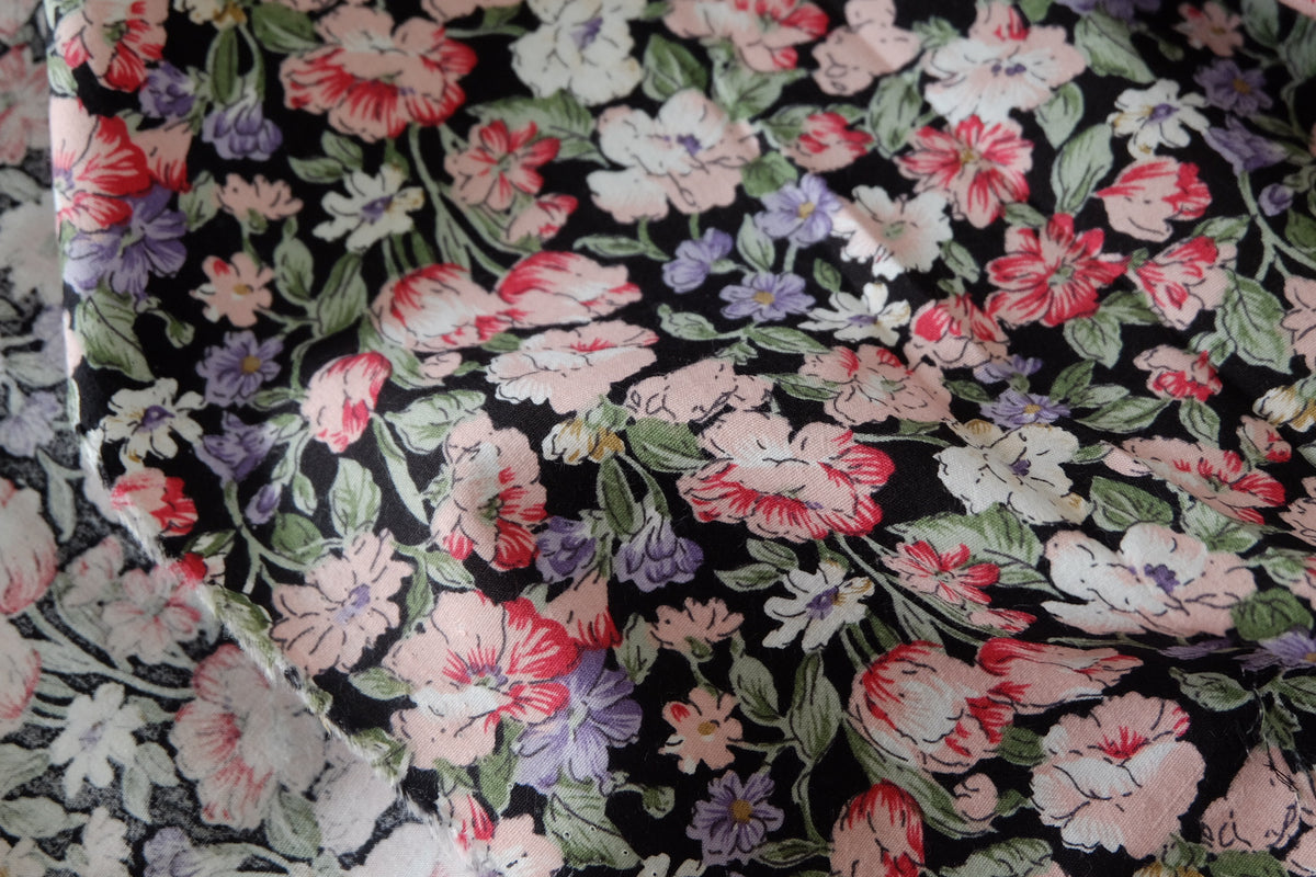 Black Garden Floral Cotton Poplin – 2.2 yd