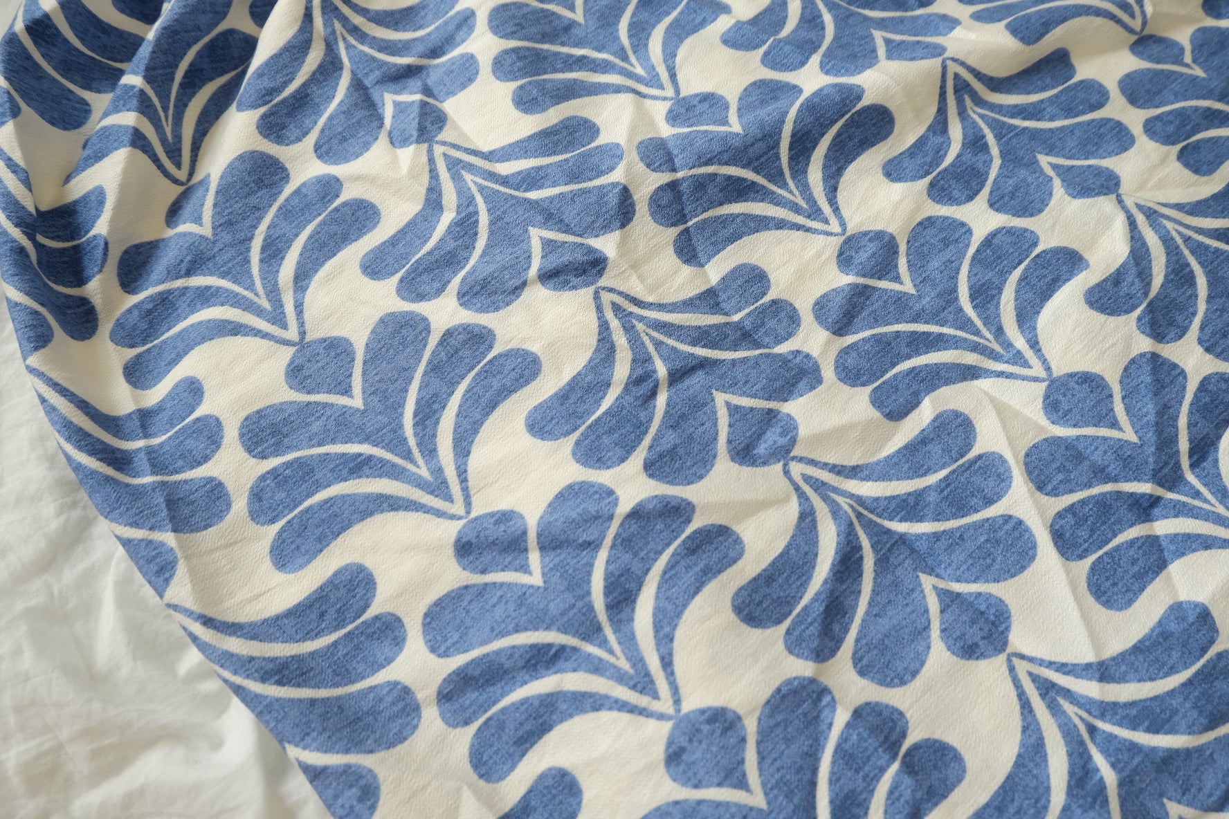 Blue Abstract Tencel Cotton Fabric, 1.70 Yards