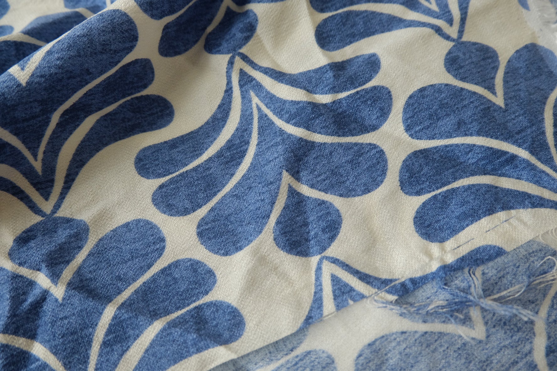 Blue Abstract Tencel Cotton Fabric, 1.70 Yards