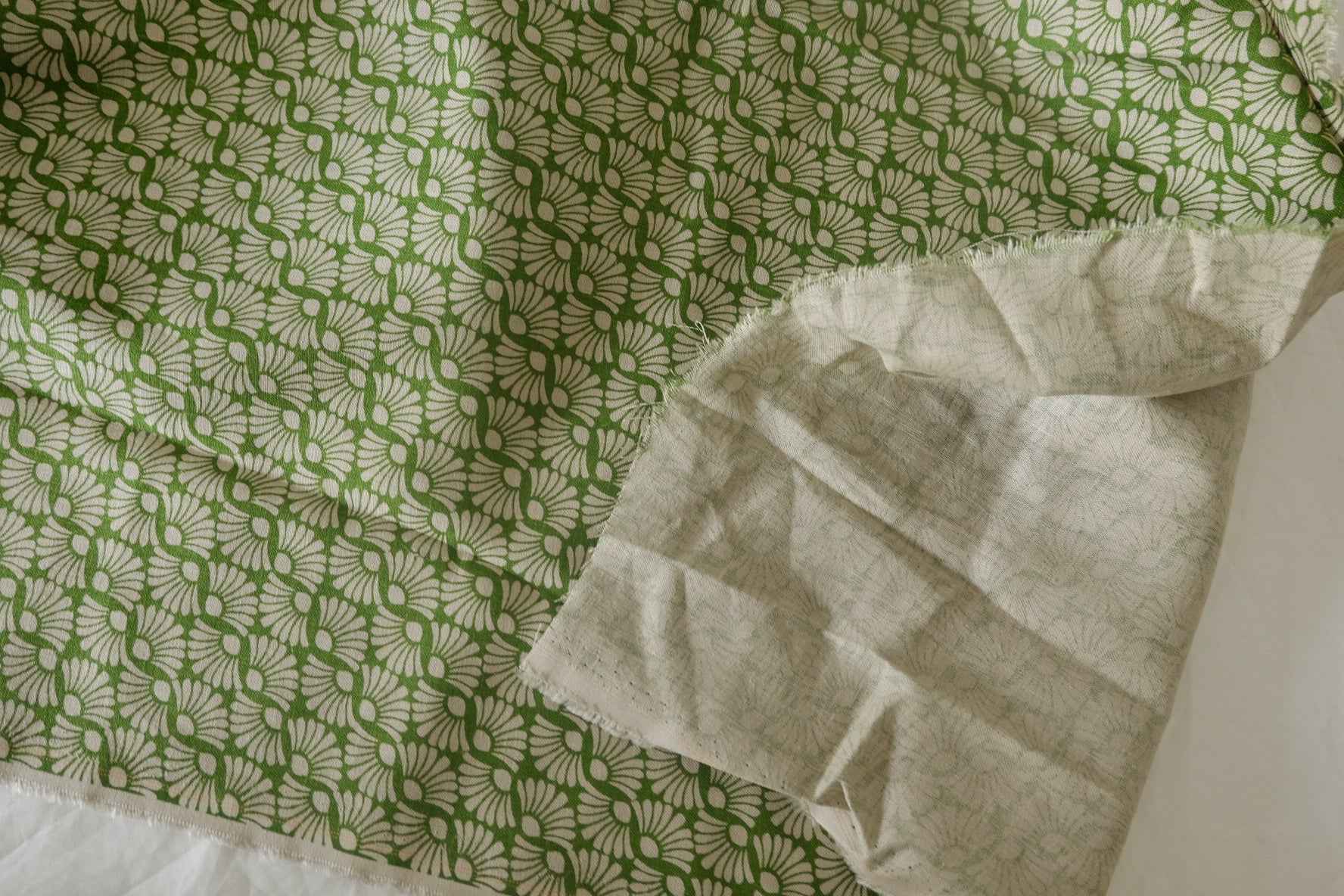 Green Geometric Floral Tencel Linen Fabric – 1.6 Yards