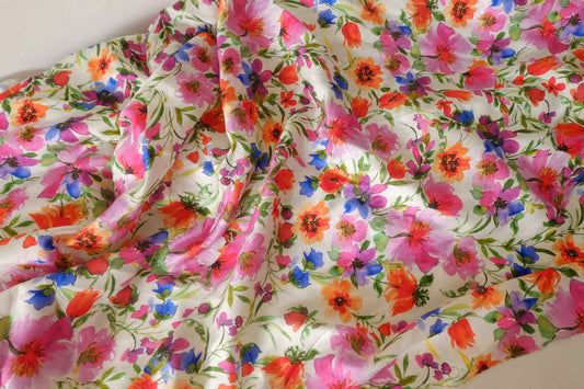 Watercolor Floral Lyocell Linen Fabric – 2.7 yd