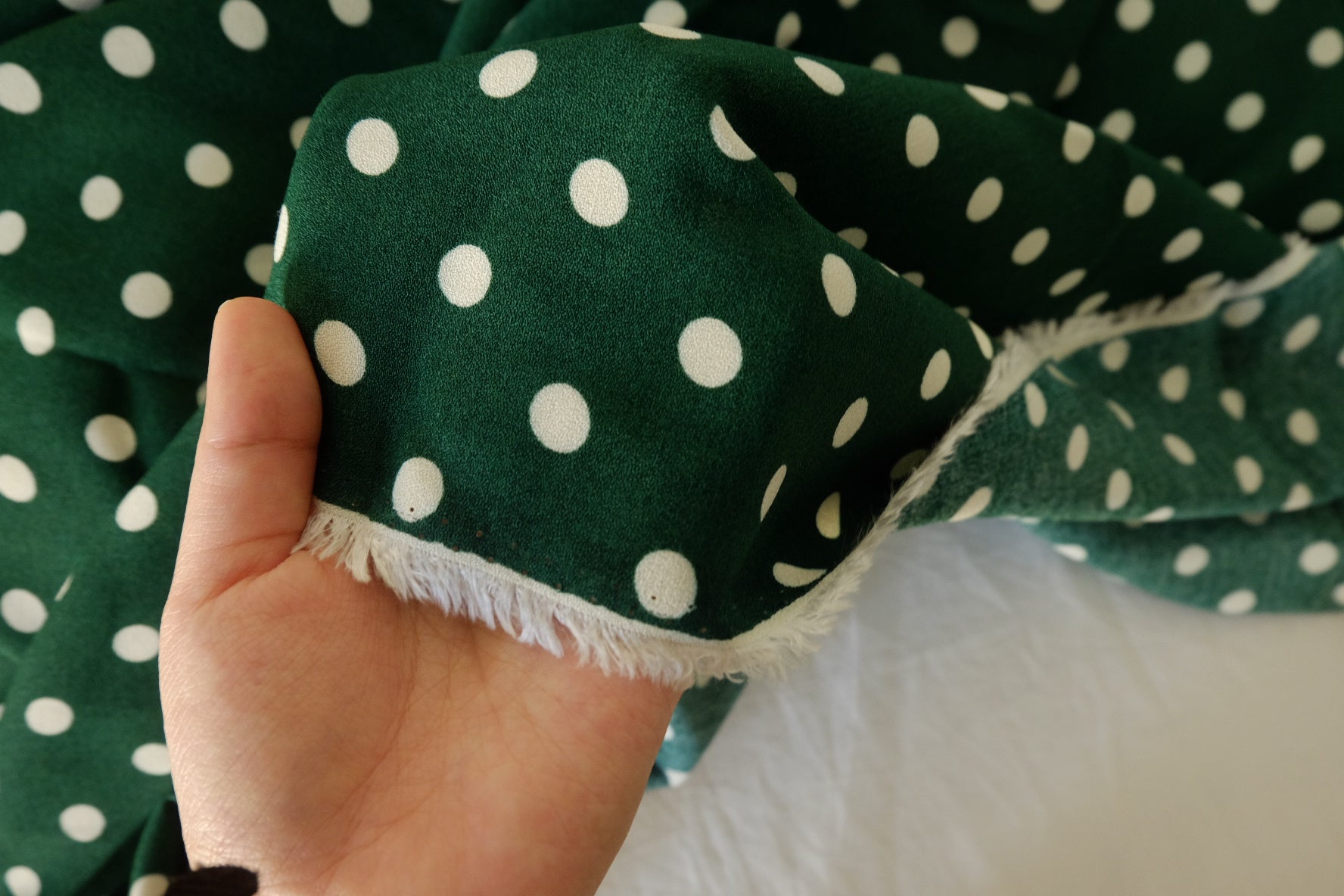 Green Polka Dot Soft Matte Rayon Fabric – 1.6 yd