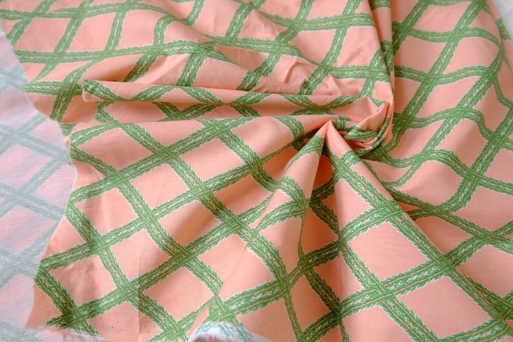 Pink Geometric Cotton Poplin Fabric – Crisp Graphic Summer Cotton (1.64 yards)