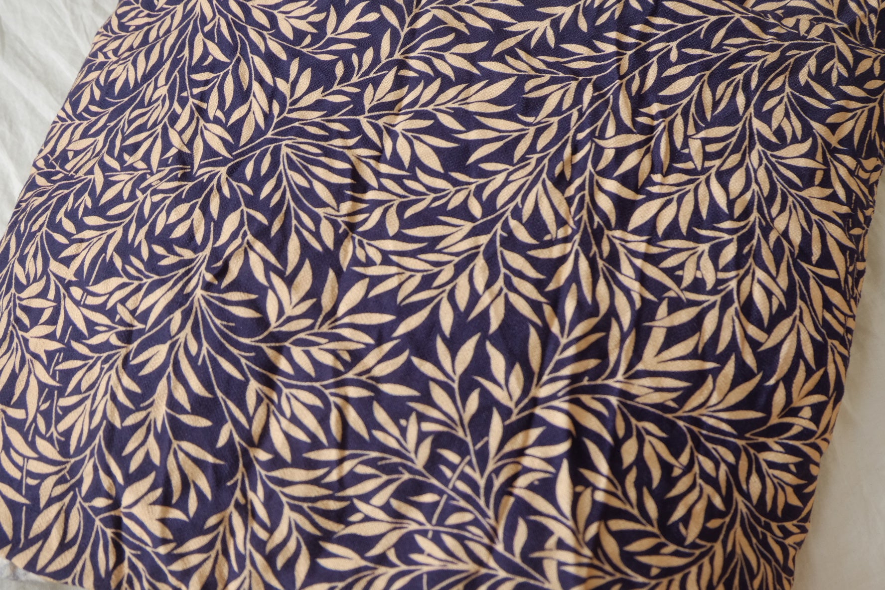 Navy Leaf Print Tencel Cotton, 1.59 Yards