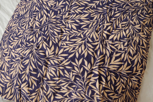 Navy Leaf Print Tencel Cotton, 1.59 Yards