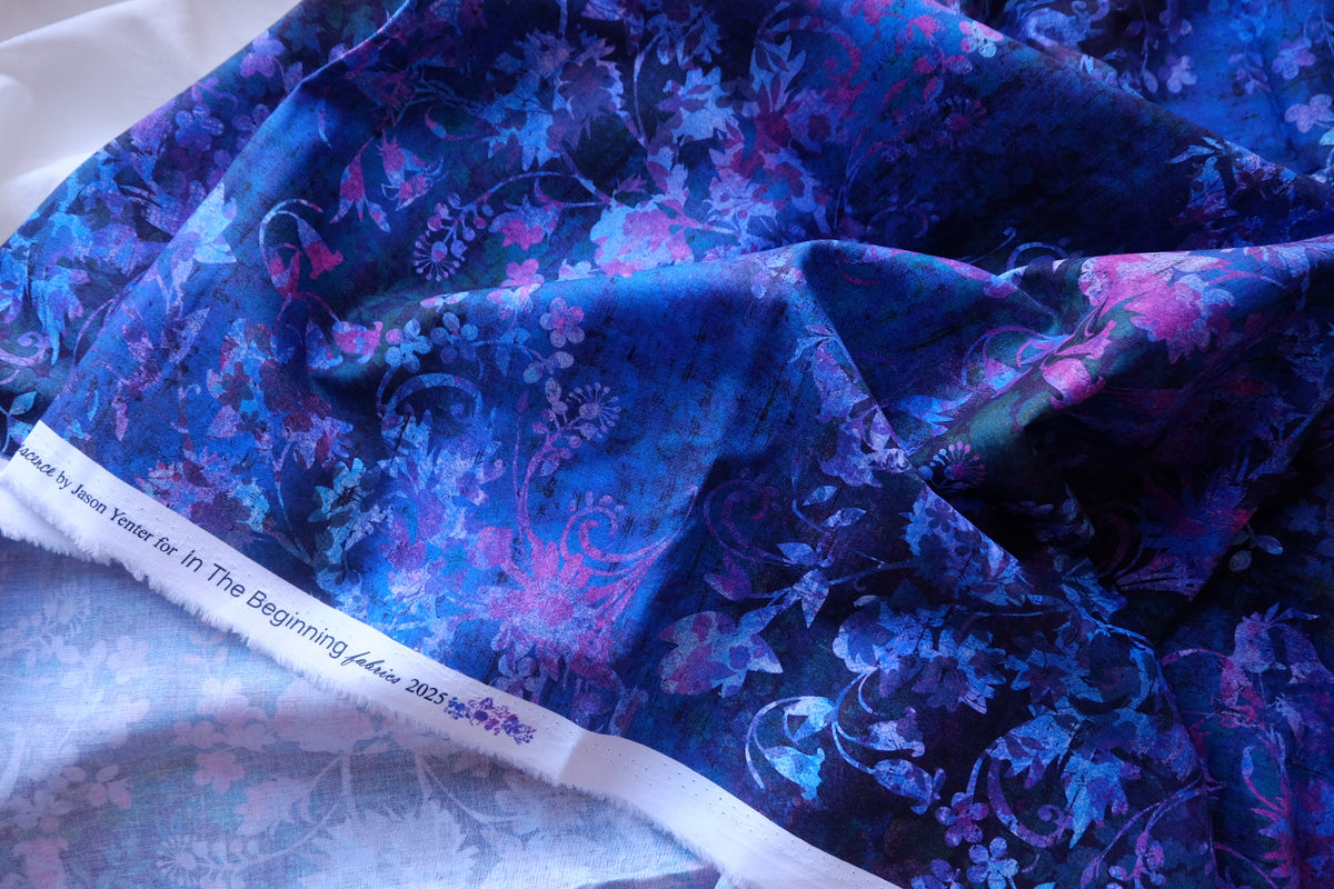 Midnight Blue Botanical Cotton – 3.3 yd