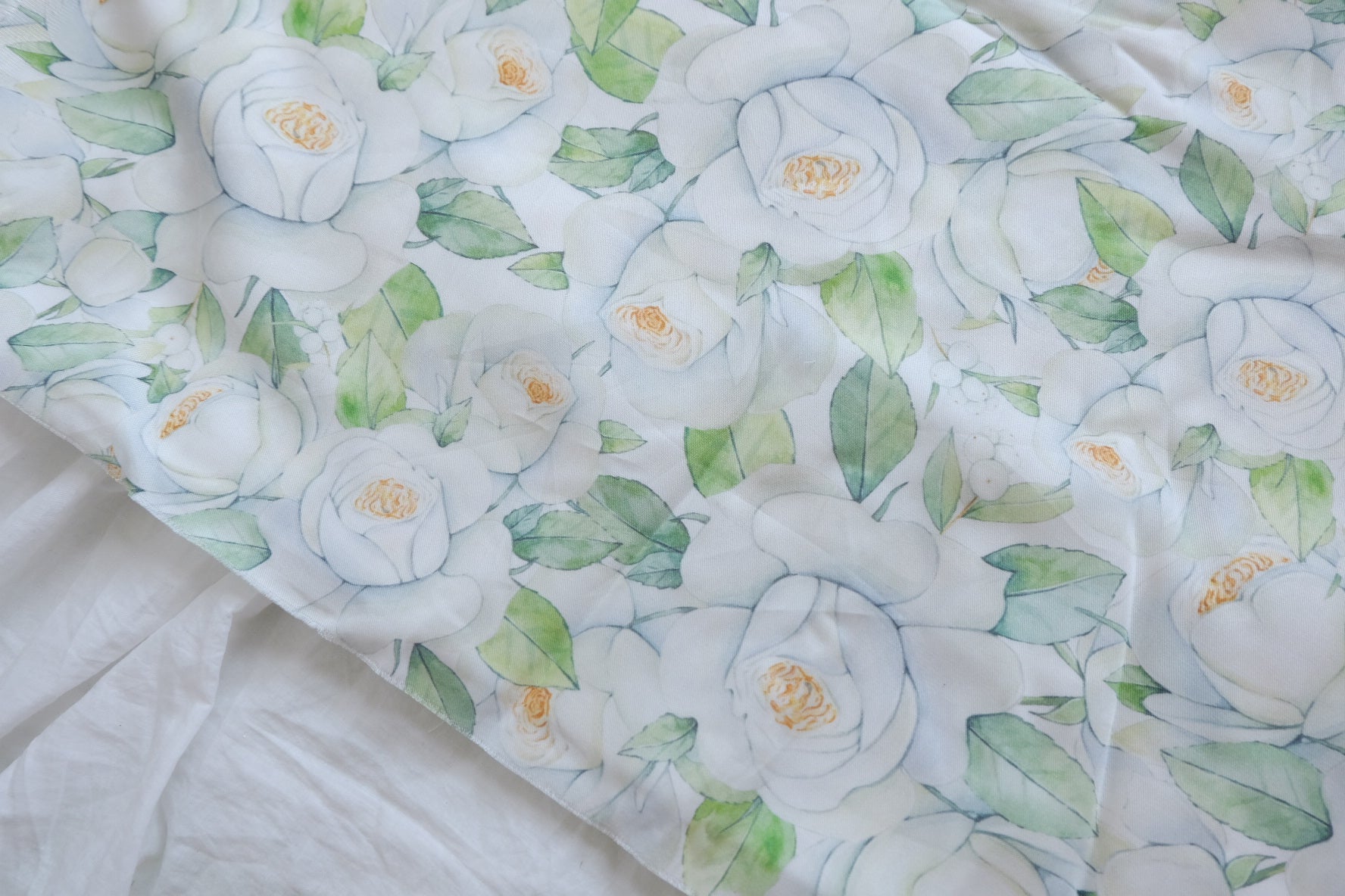 White Camellia Drapey Twill Tencel Fabric - 3.28 yd