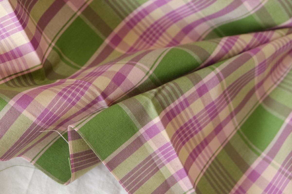 Olive Lilac Yarn-Dyed Cotton Plaid – 2.2 yd