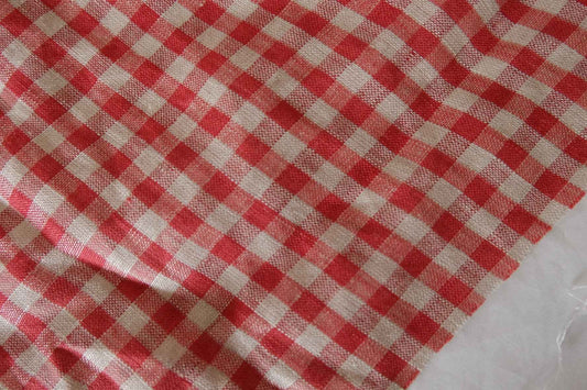Red Gingham Yarn-Dyed Linen Fabric – 1.1 yd