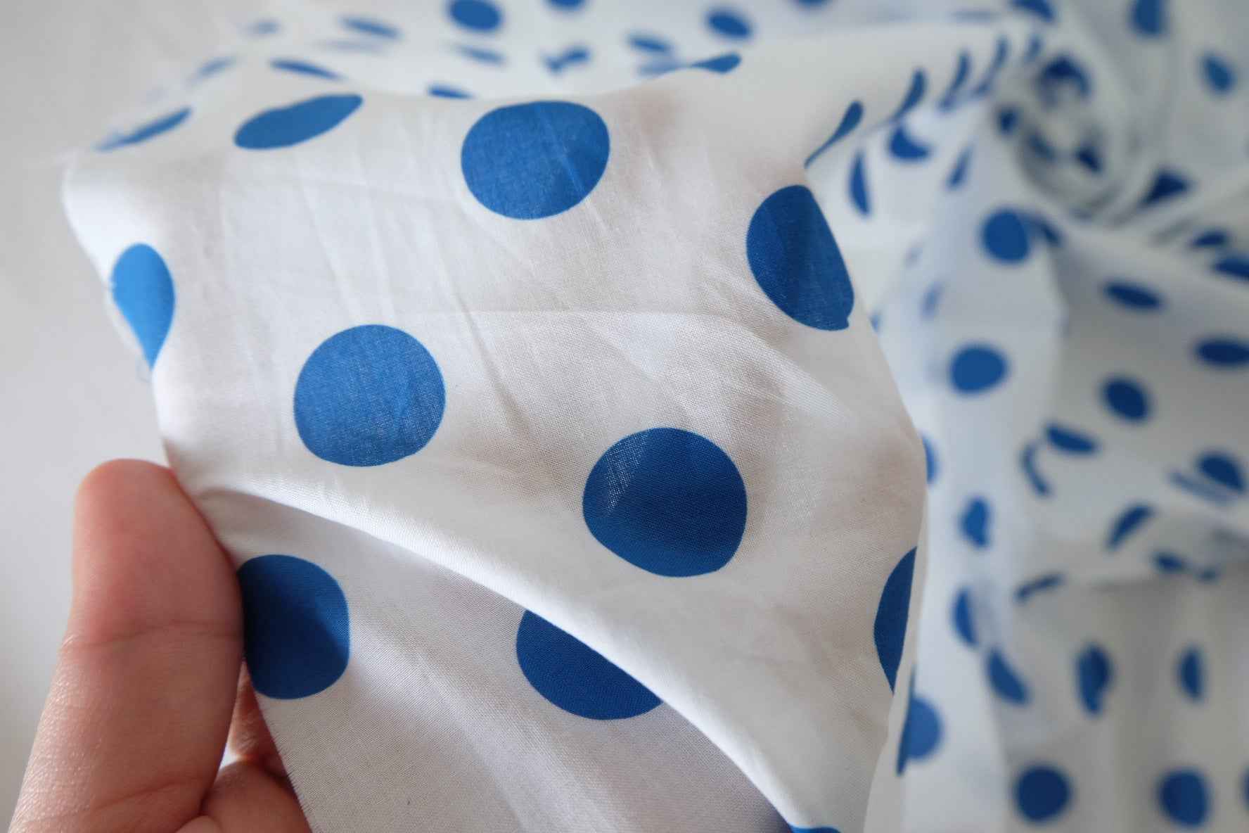 Blue Polka Dot 60s Cotton Poplin Fabric – 1.6 yd