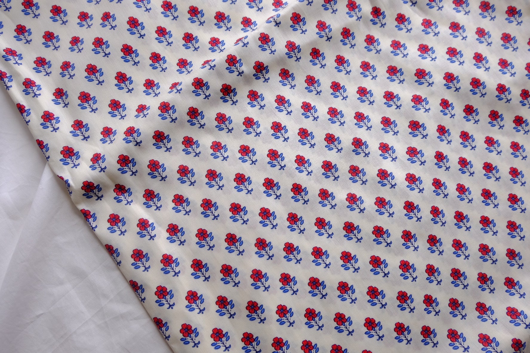 Red & Blue Ditsy Floral Cotton Poplin – 3.3 yd