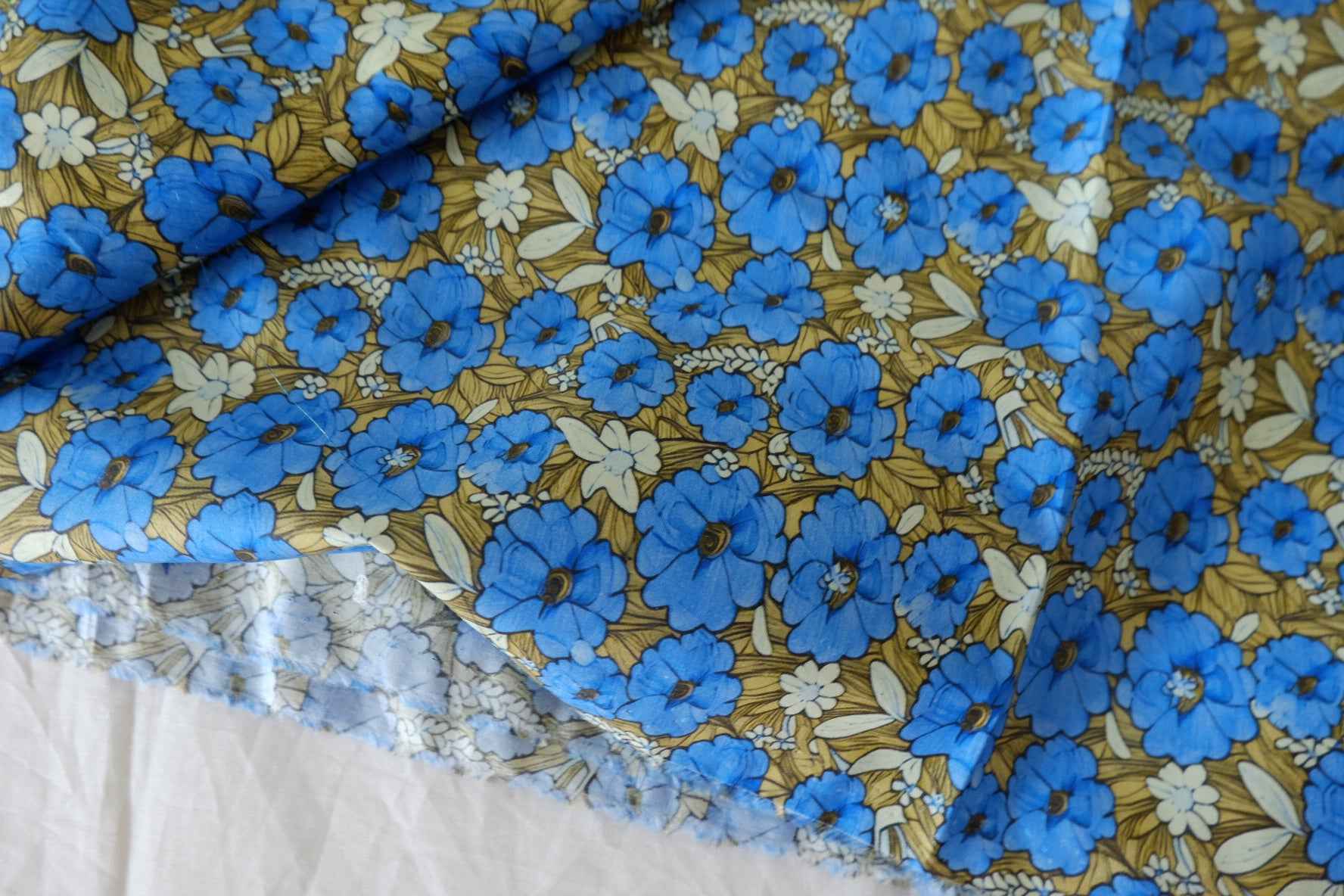Vintage Blue Floral Cotton Lawn Fabric – 2.2 yd