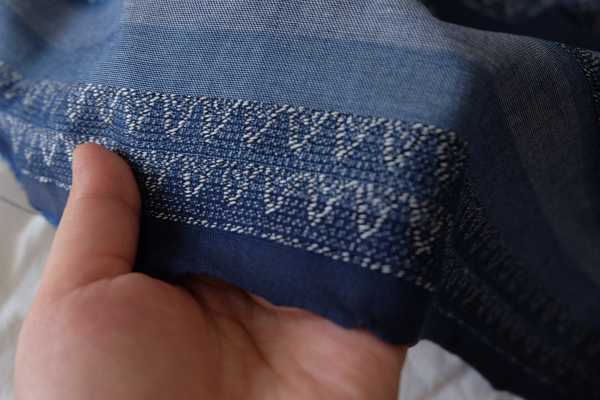 Vintage Blue Textured Stripe Cotton Linen – 2.73 yd