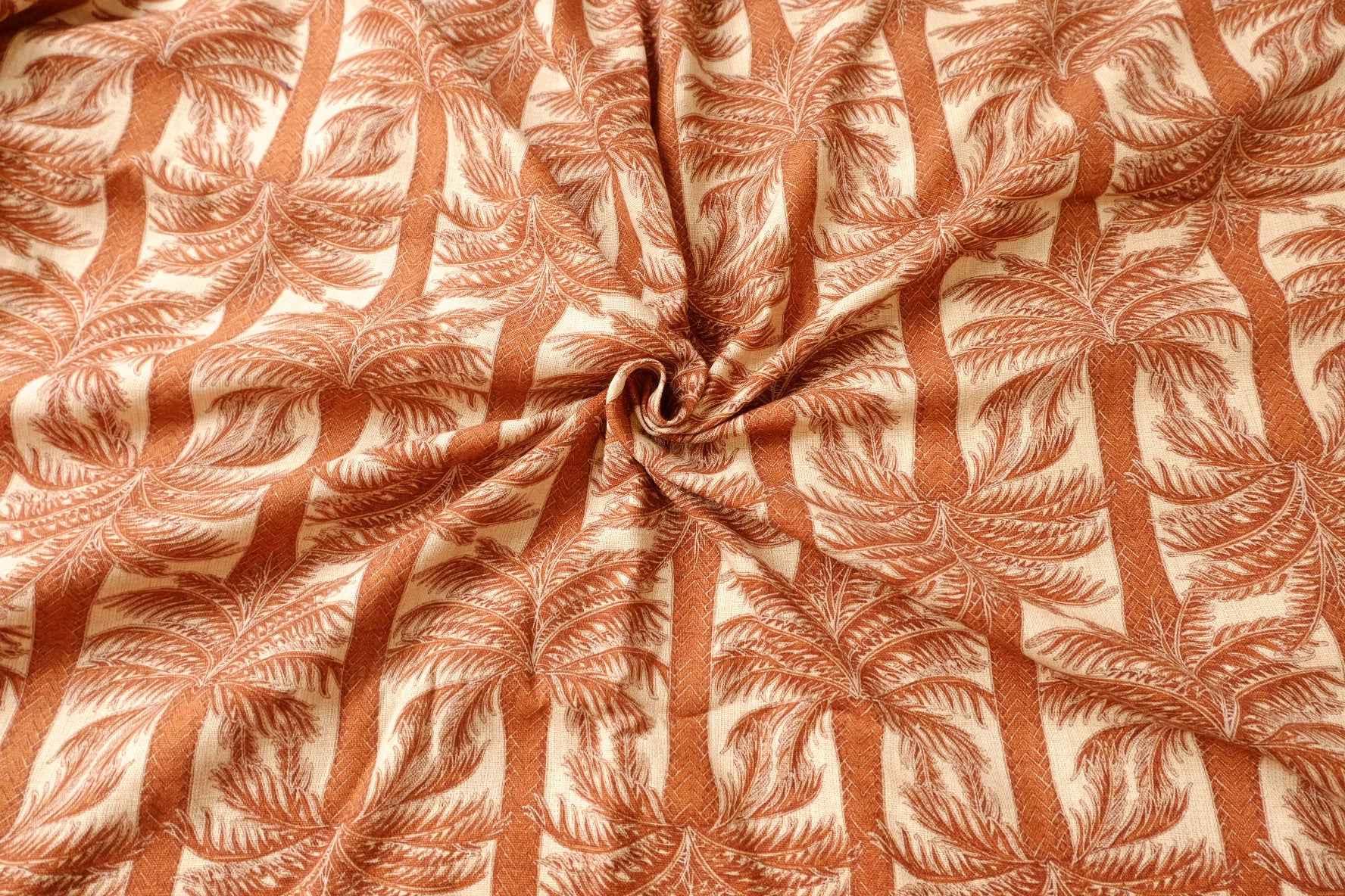Terracotta Palm Linen Fabric, Soft Midweight Resort Weight, 1.64 Yards
