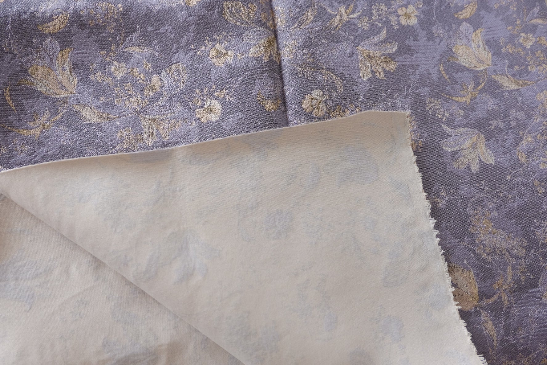 Dusty Lavender Floral Brocade with Backing – 2.19 yd
