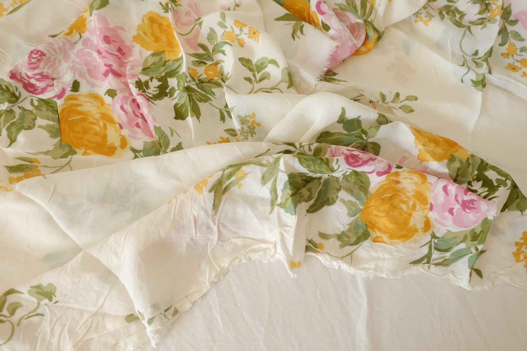 Soft Floral Rayon Georgette Fabric – 1.5 yd
