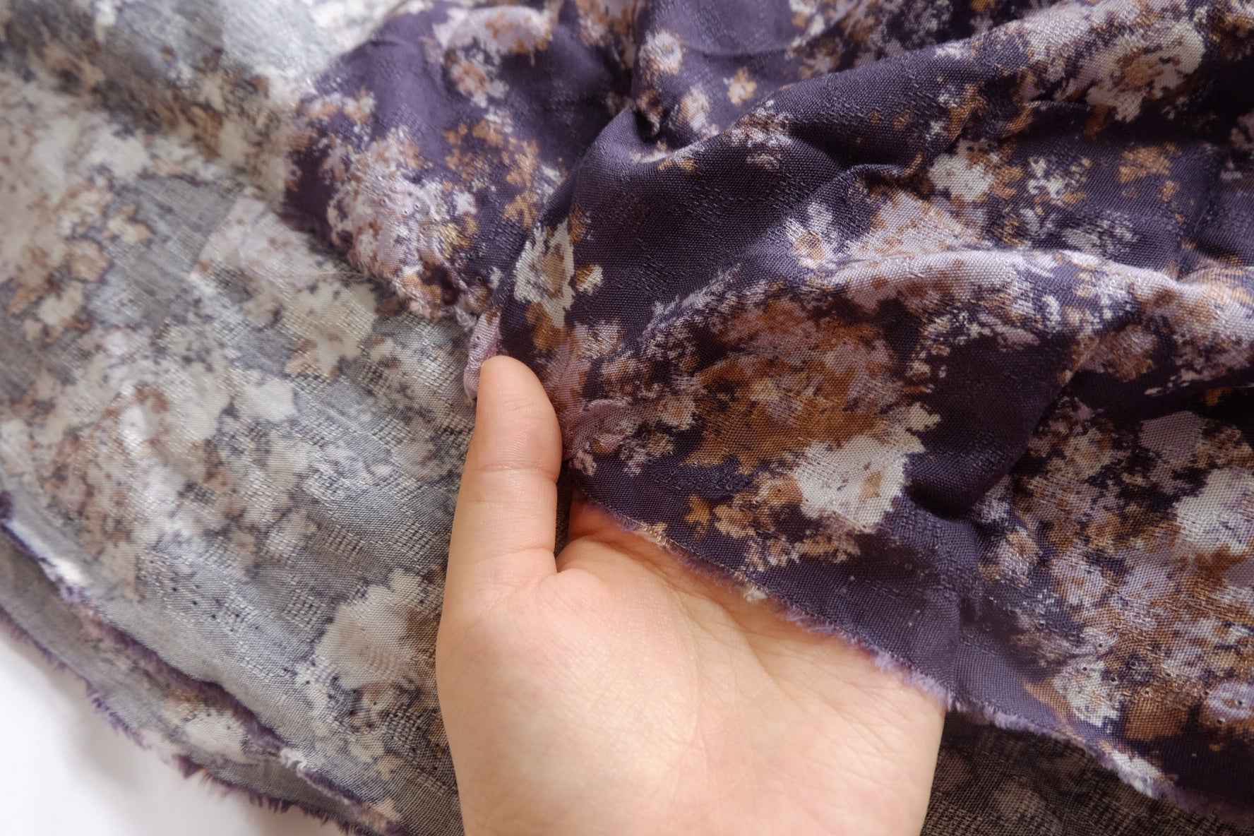 Smoky Purple Jacquard Rayon Challis Fabric - 2.73 yd