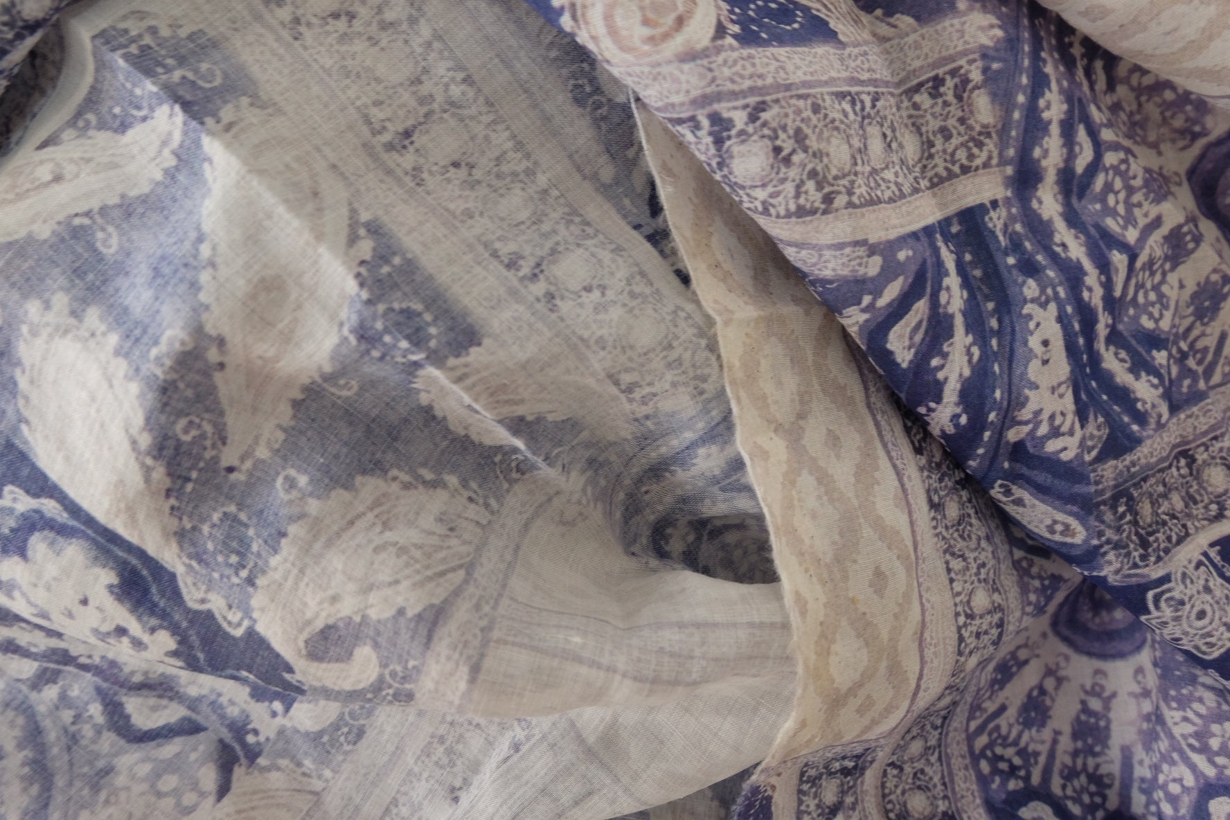Blue Paisley Patchwork Ramie Fabric – 3.3 yd