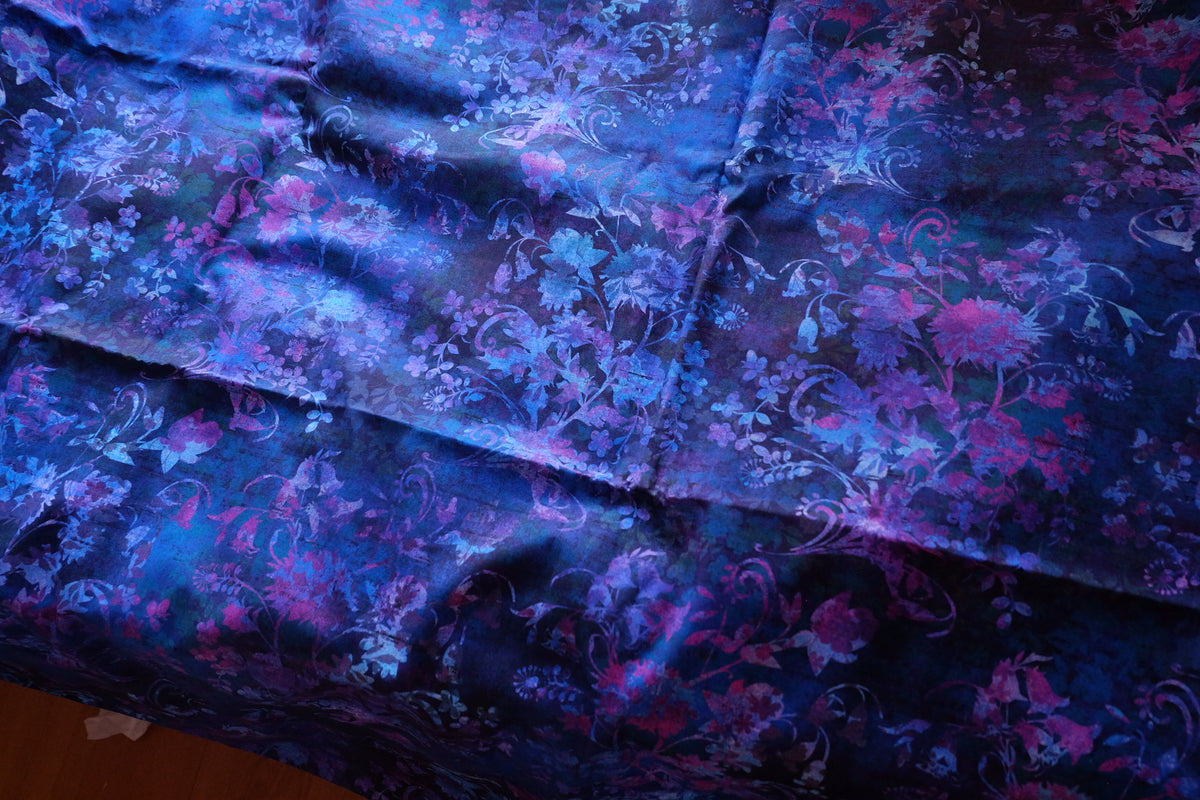 Midnight Blue Botanical Cotton – 3.3 yd