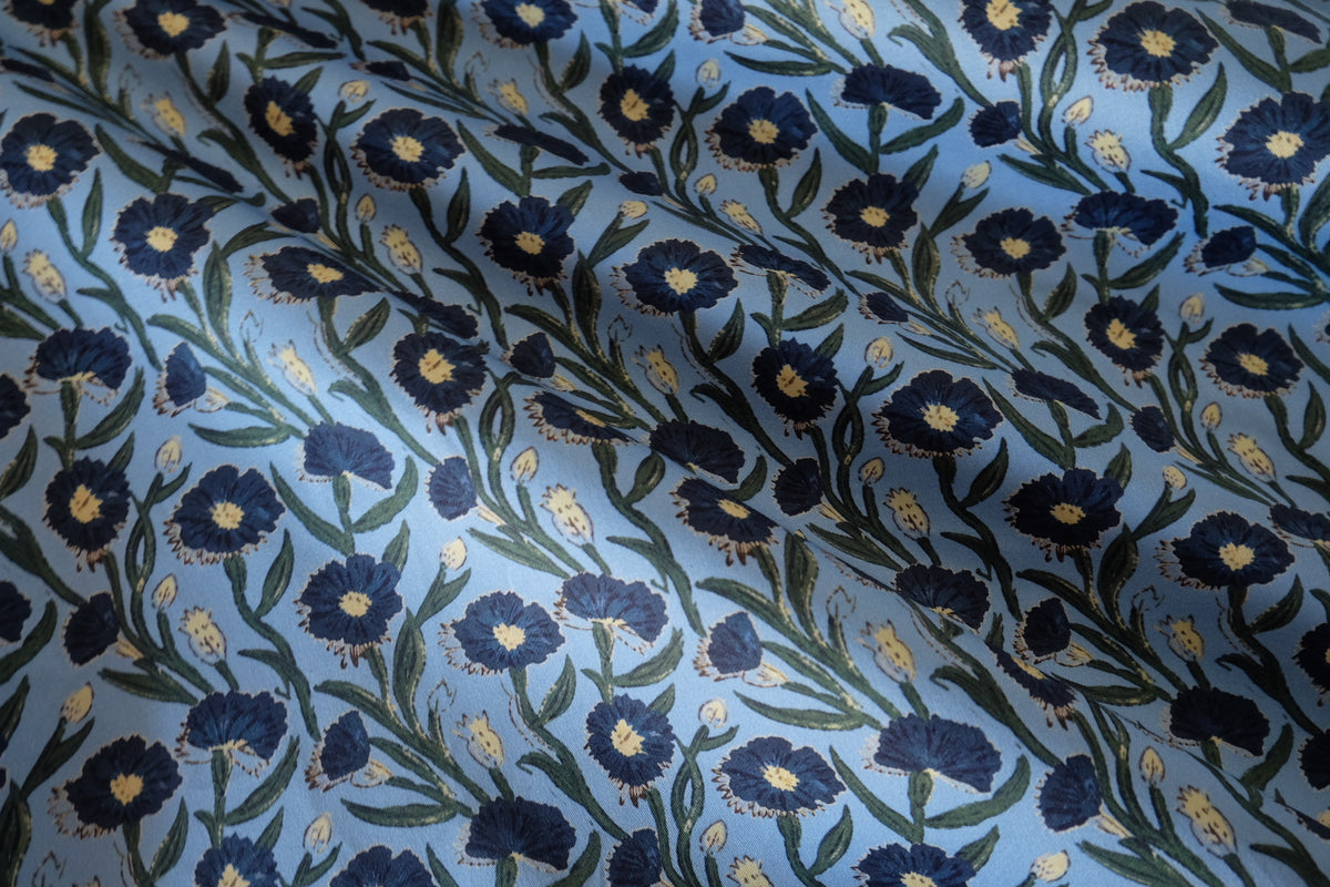 Midnight Blue Blooms Cotton Sateen – 2.19 yd