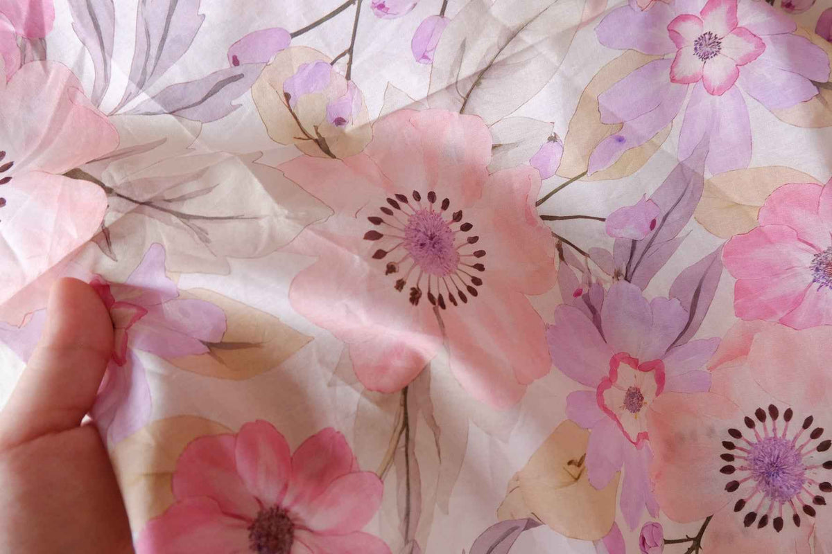 Blush Watercolor Floral Cotton Lawn — 2.3 yd