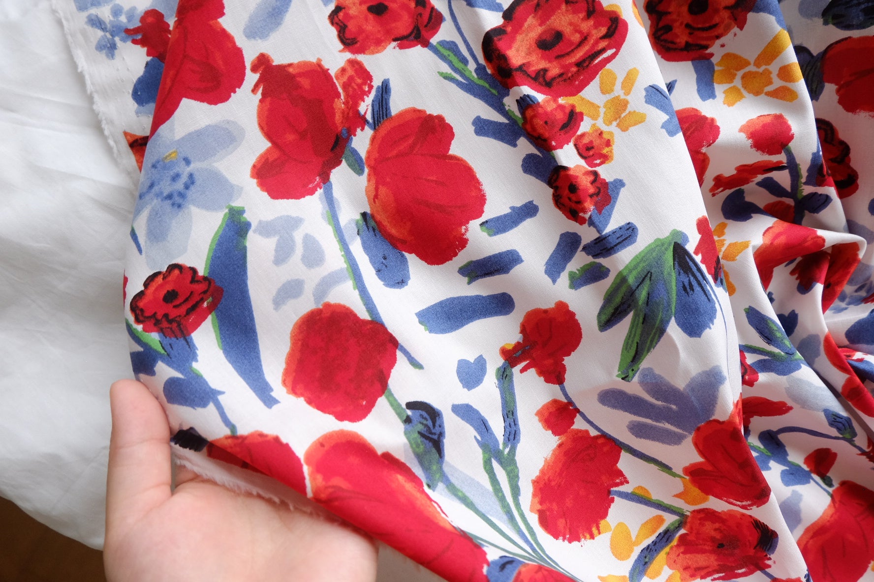 Red Watercolor Floral 40s Cotton Poplin – 3.3 yd