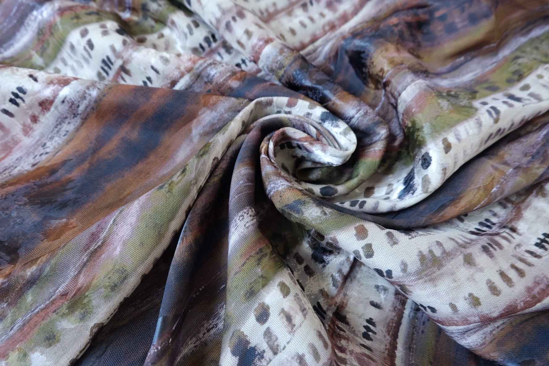 Earth-Tone Jacquard Satin Tencel Rayon Fabric - 2.35 yd