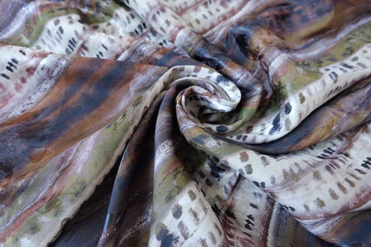 Earth-Tone Jacquard Satin Tencel Rayon Fabric - 2.35 yd