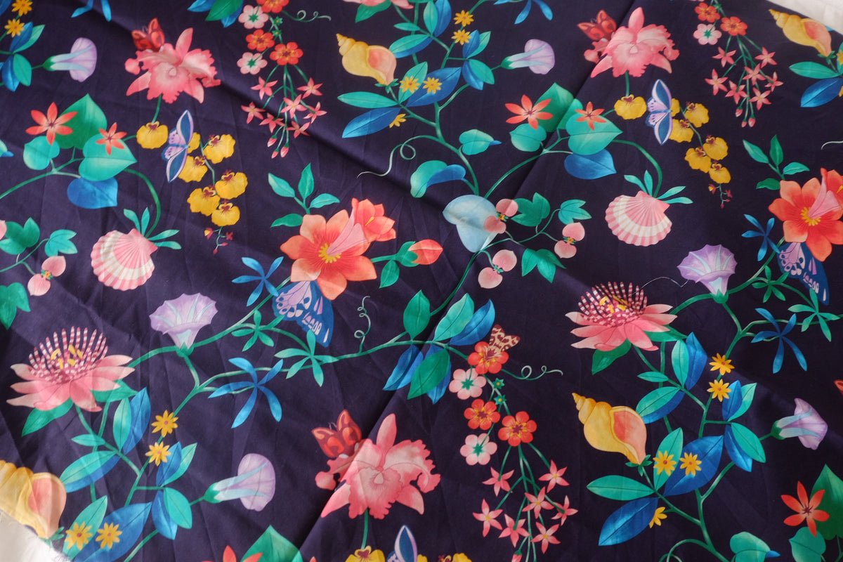 Tropical Night Garden Cotton Lawn — 1.20 yd
