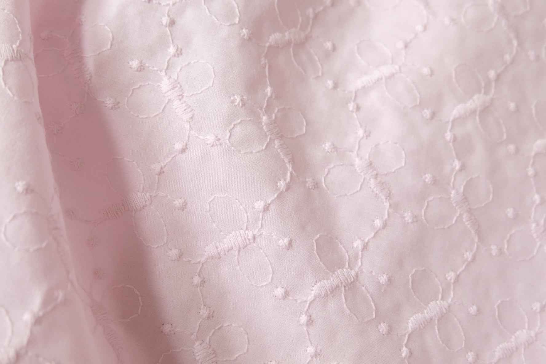 Lavender Bee Embroidered Cotton Fabric, Crisp Dress Weight, 2.19 Yards