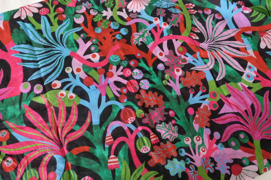 Tropical Botanical Cotton Voile Fabric – 2.2 Yards