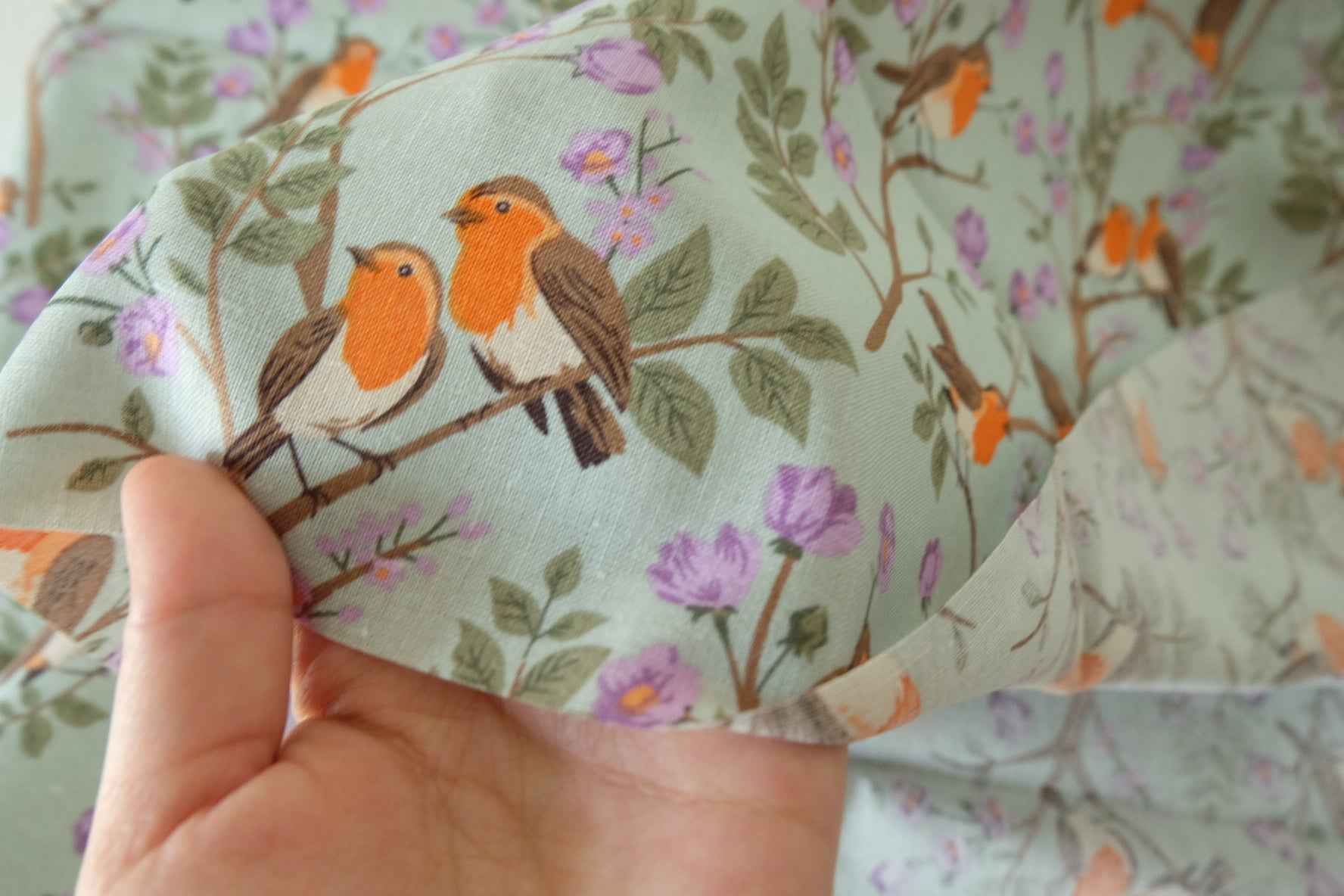 Robin Garden Linen Cotton Fabric – 2.2 yd