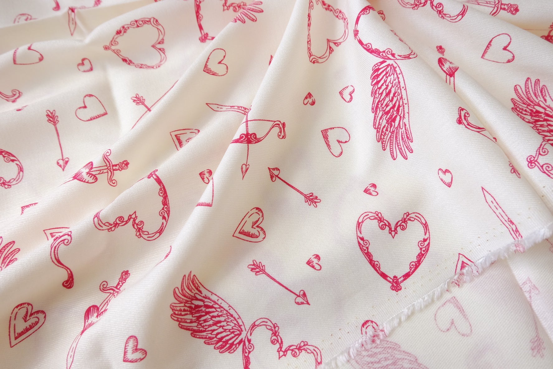Soft Heart & Arrow Cotton Twill Fabric - 2.19 yd