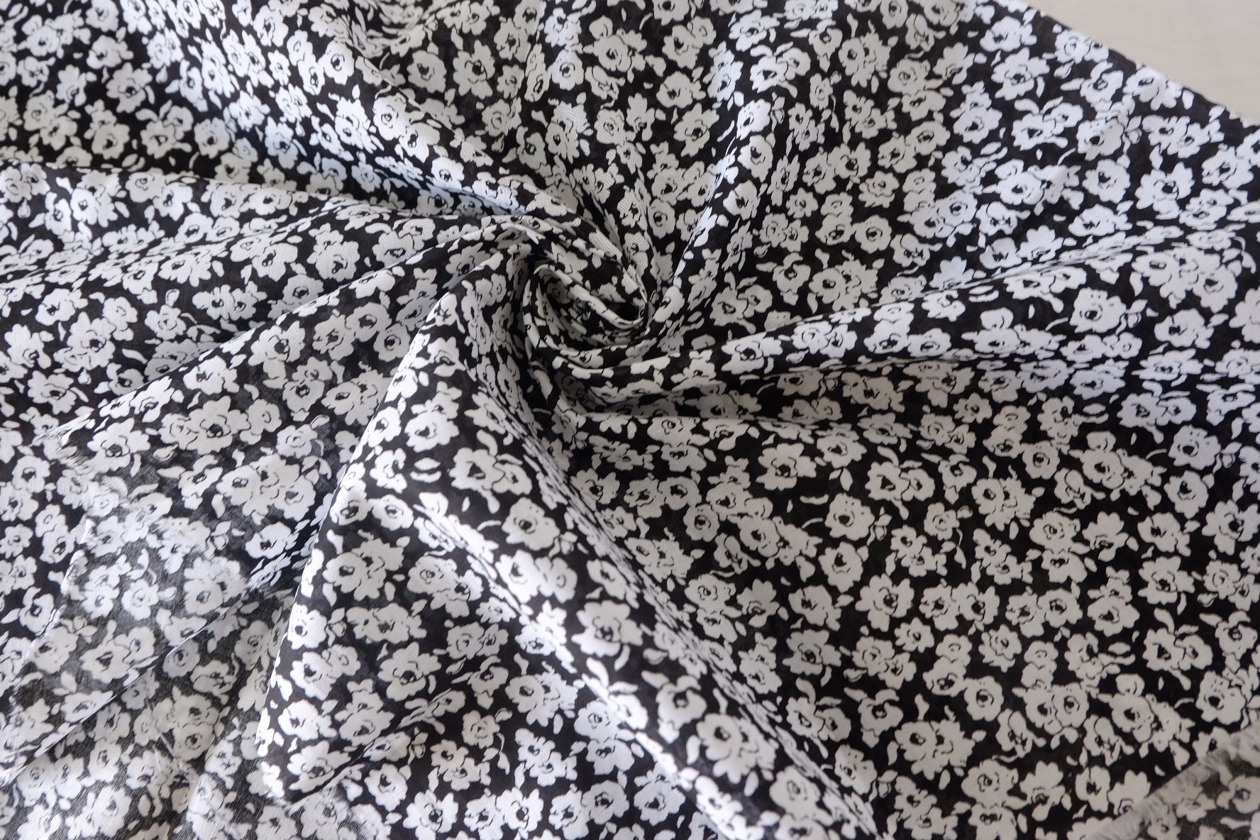 Black Floral Cotton Voile Fabric – 3.3 yd