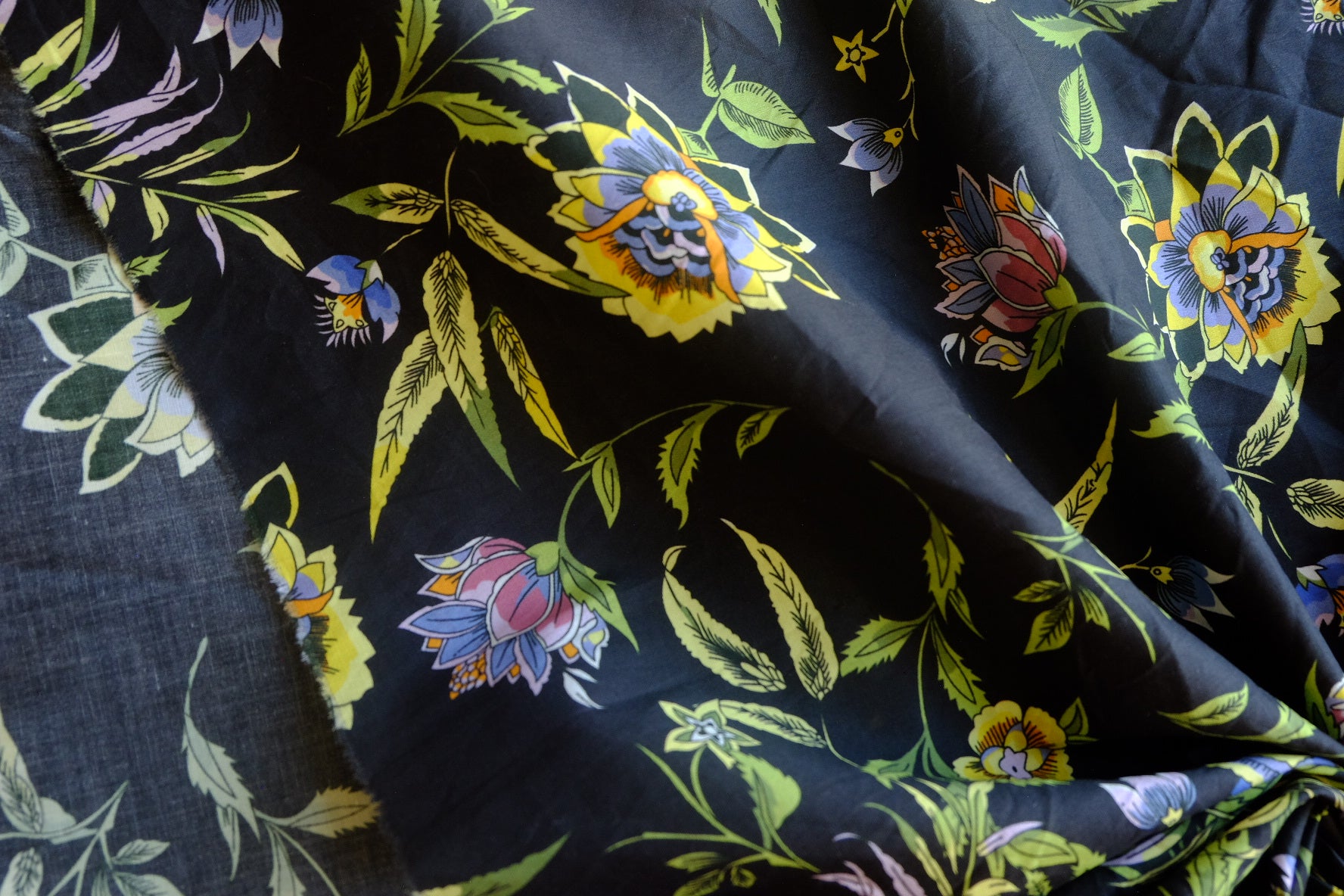 Midnight Botanical Cotton Poplin – 2.3 yd