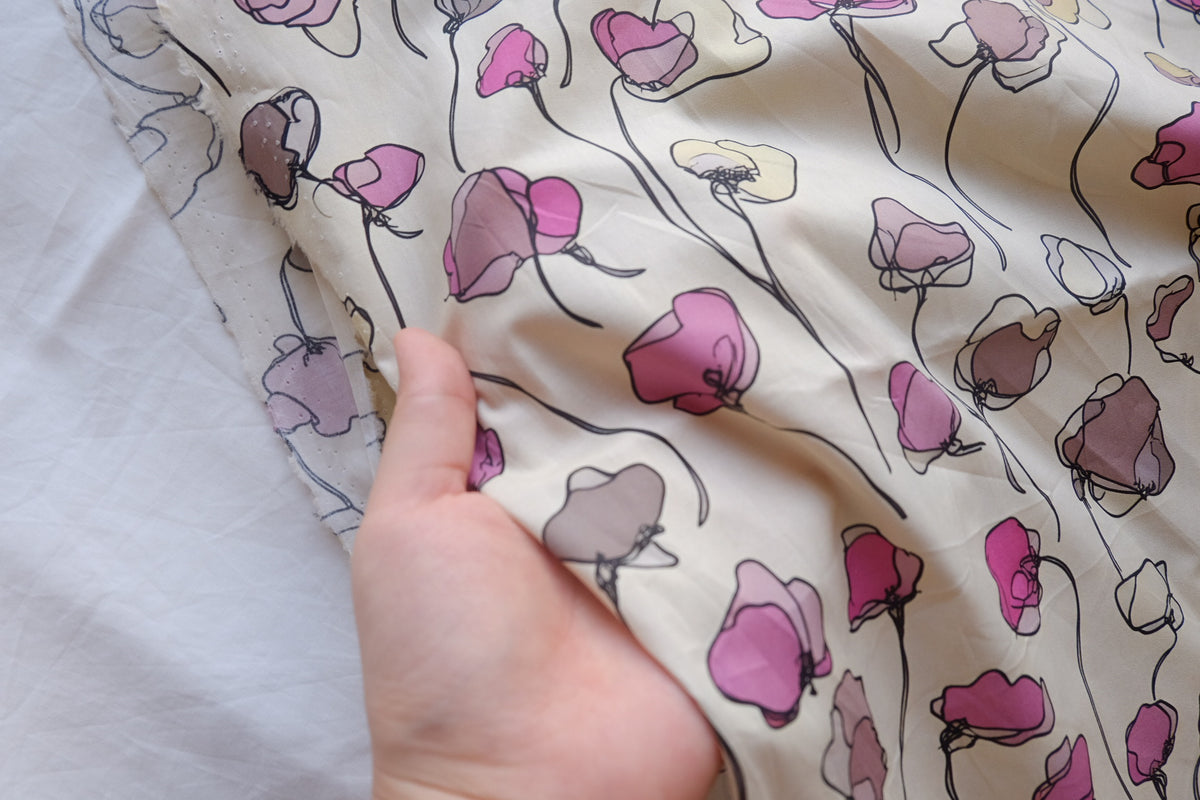 Sketchy Pink Poppy Cotton Lawn – 2.2 yd