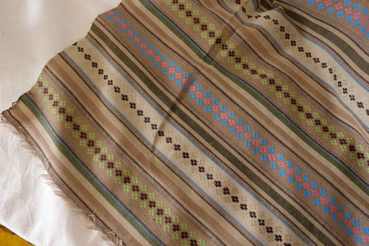 Vintage Floral Stripe Cotton Blend Woven Fabric – Color Woven Texture – 1.64 yd
