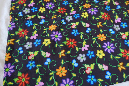 Colorful Retro Floral Cotton Poplin Fabric - 2.19 yd