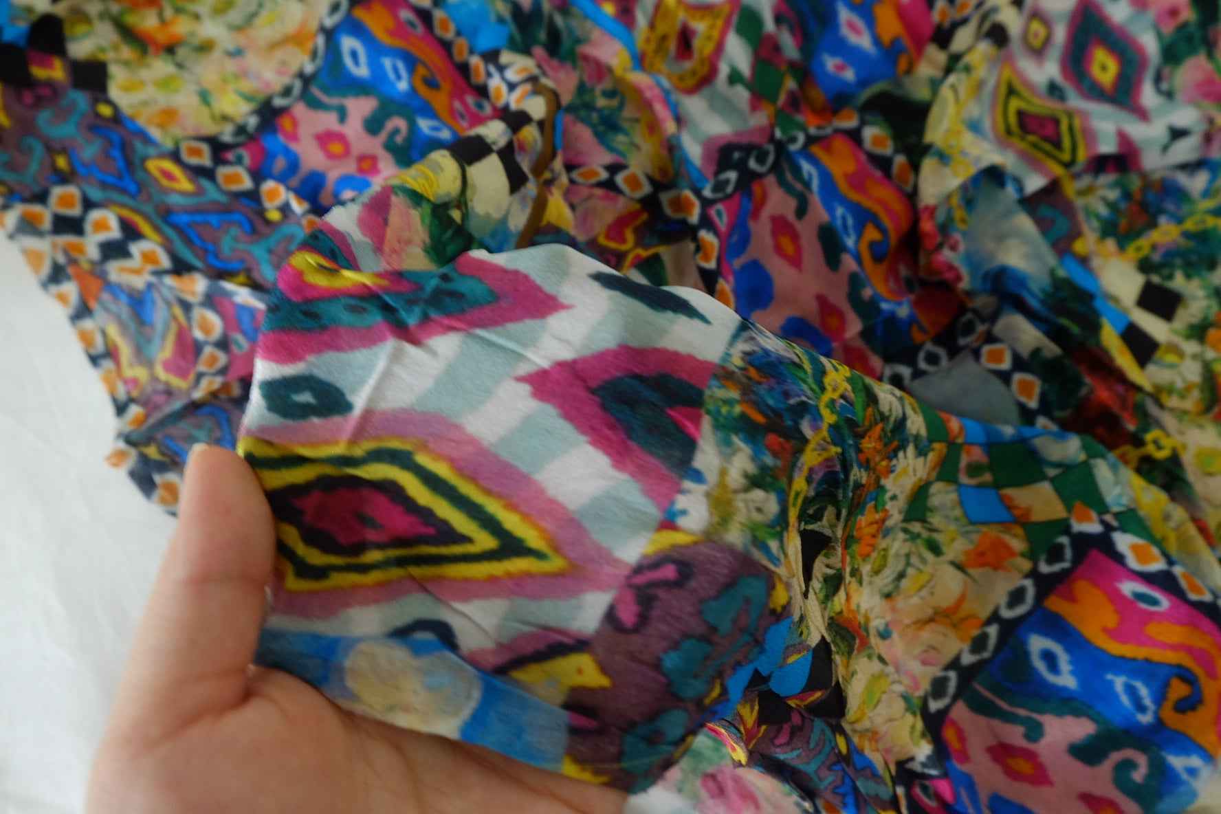 Colorful Patchwork Print Rayon Fabric – 1.3 yd