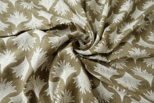 Olive Botanical Ramie Cotton Fabric - 2.73 yd
