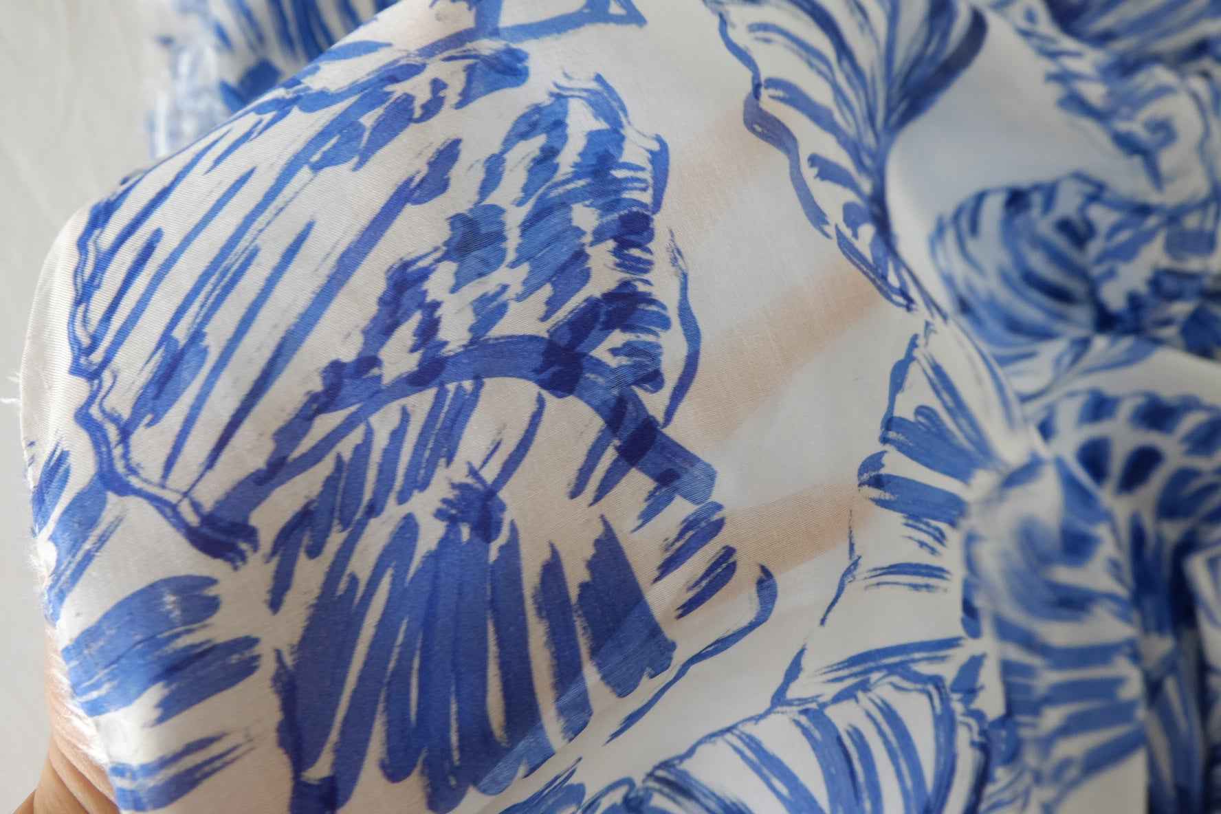 Blue Seashell Cotton Voile Fabric – 1.6 yd