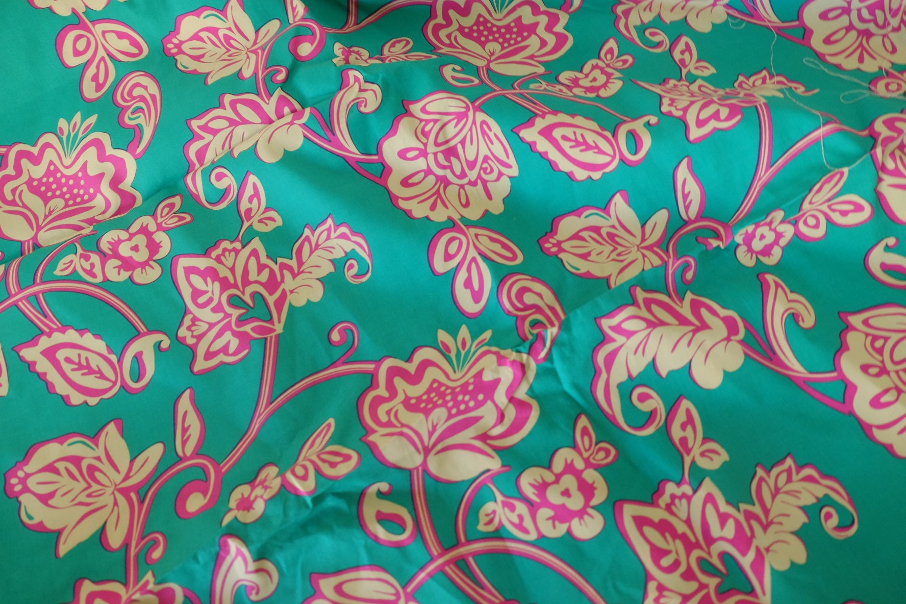Teal Vine Floral Cotton Poplin Fabric – 3.3 yd