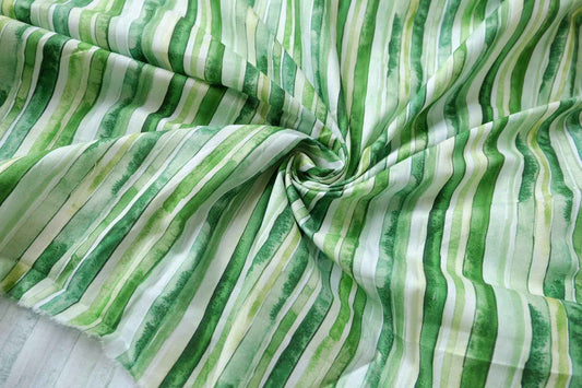Green Watercolor Stripe Cotton Craft Fabric - 1.64 yd