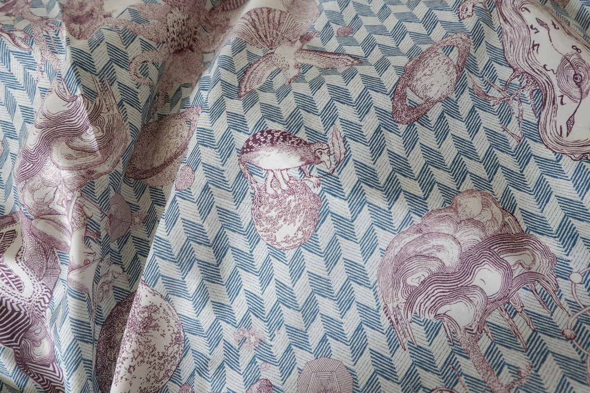 The Cabinet of Curiosities – Surreal Illustrated Cotton Lawn – 2.2 yd