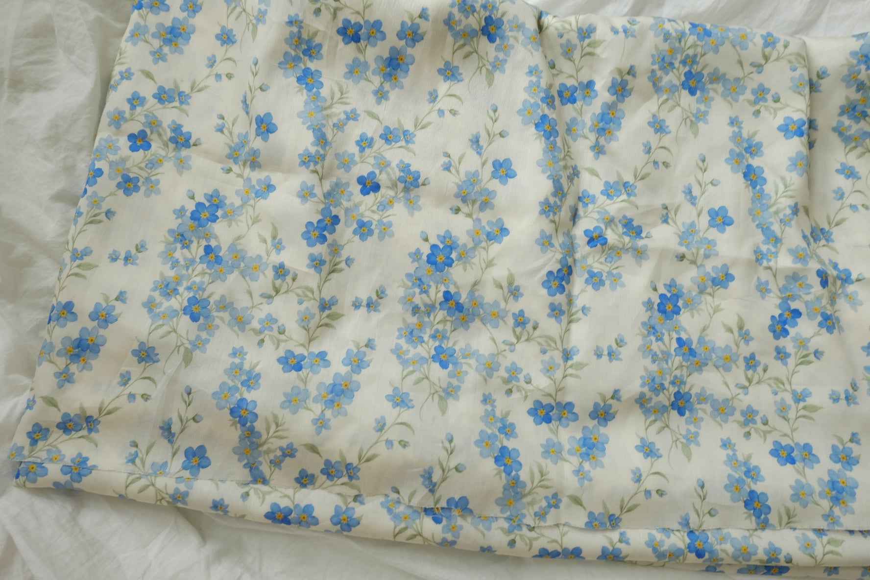 Blue Floral 80s Cotton Sateen — 3.28 yd Piece