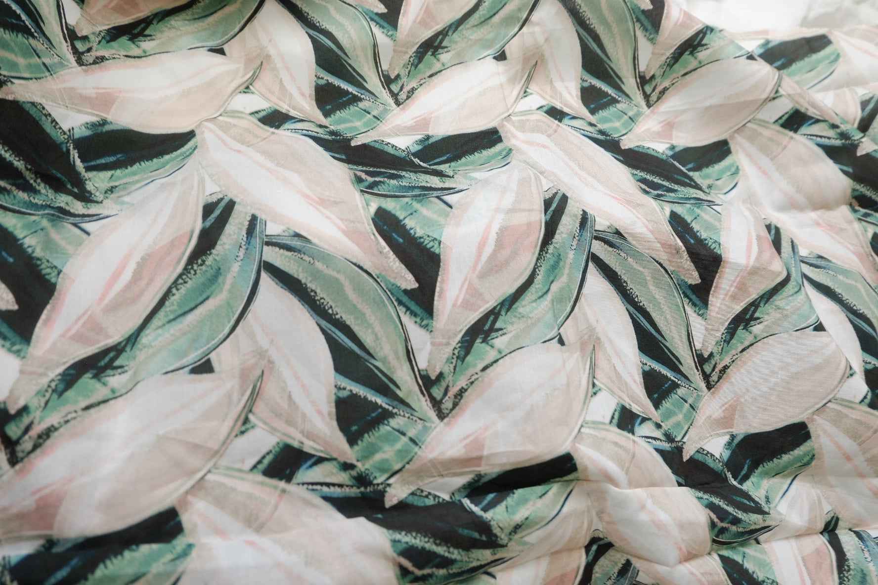 Soft Tropical Leaf Cotton Lawn Fabric — 3.17 yd