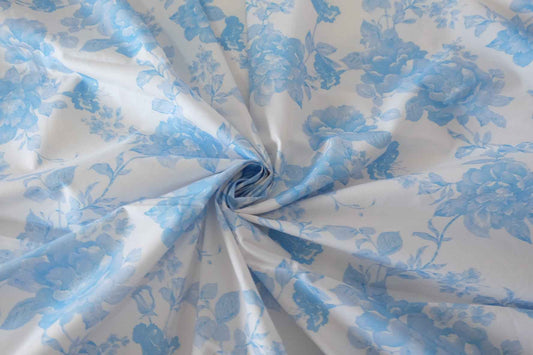 Sky Blue Rose High-Density Cotton Poplin – 1.4 yd