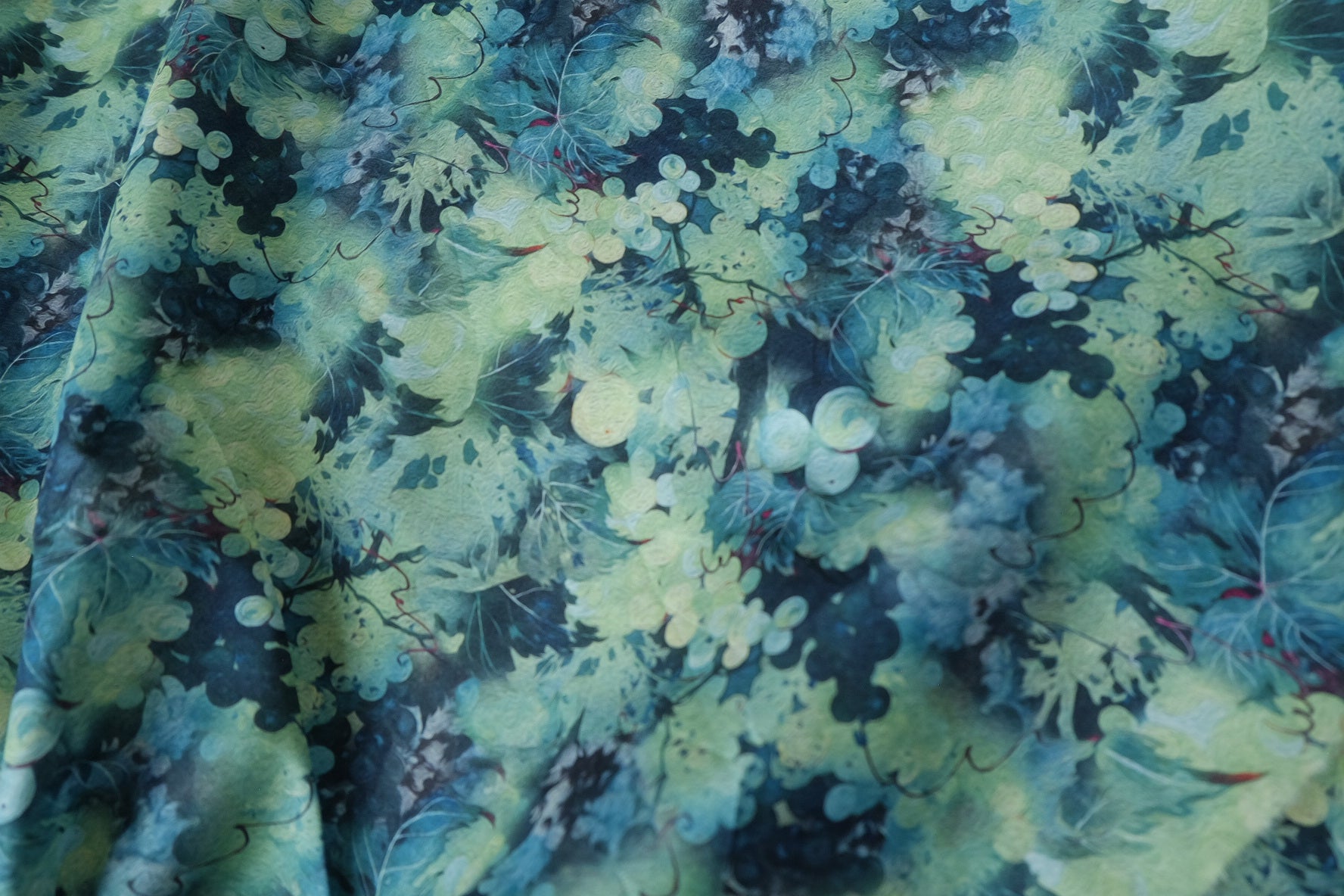 Blue Grape Vine Silky 80s Cotton Lawn — 2.19 yd